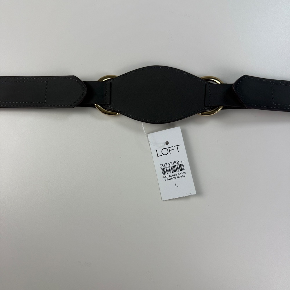 LOFT Womens Large Horsebit Waist Belt Brown Faux Croc Gold Equestrian NEW - Picture 6 of 9